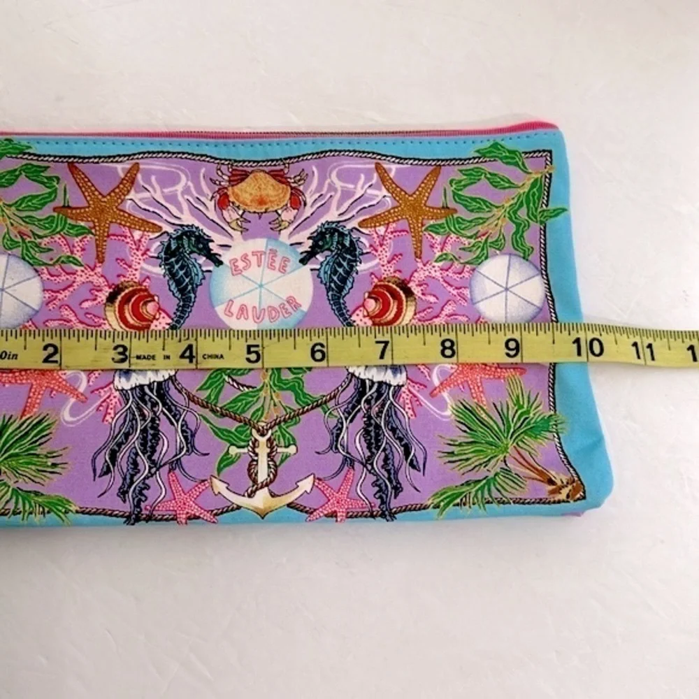 ESTEE LAUDER Coastal Tropical Seashell Makeup Cosmetic Bag Multicolor Canvas 10
